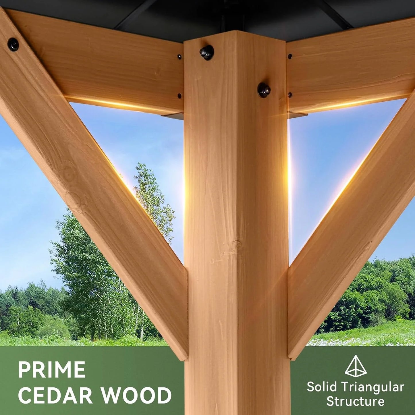 Nordivale 10x12FT Cedar Wood Hardtop Gazebo