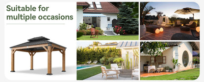 Nordivale 10x12FT Cedar Wood Hardtop Gazebo