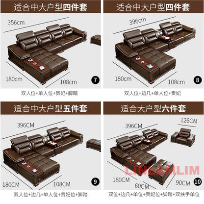 Italinan Genuine Leather L-Shaped Sectional Sofa