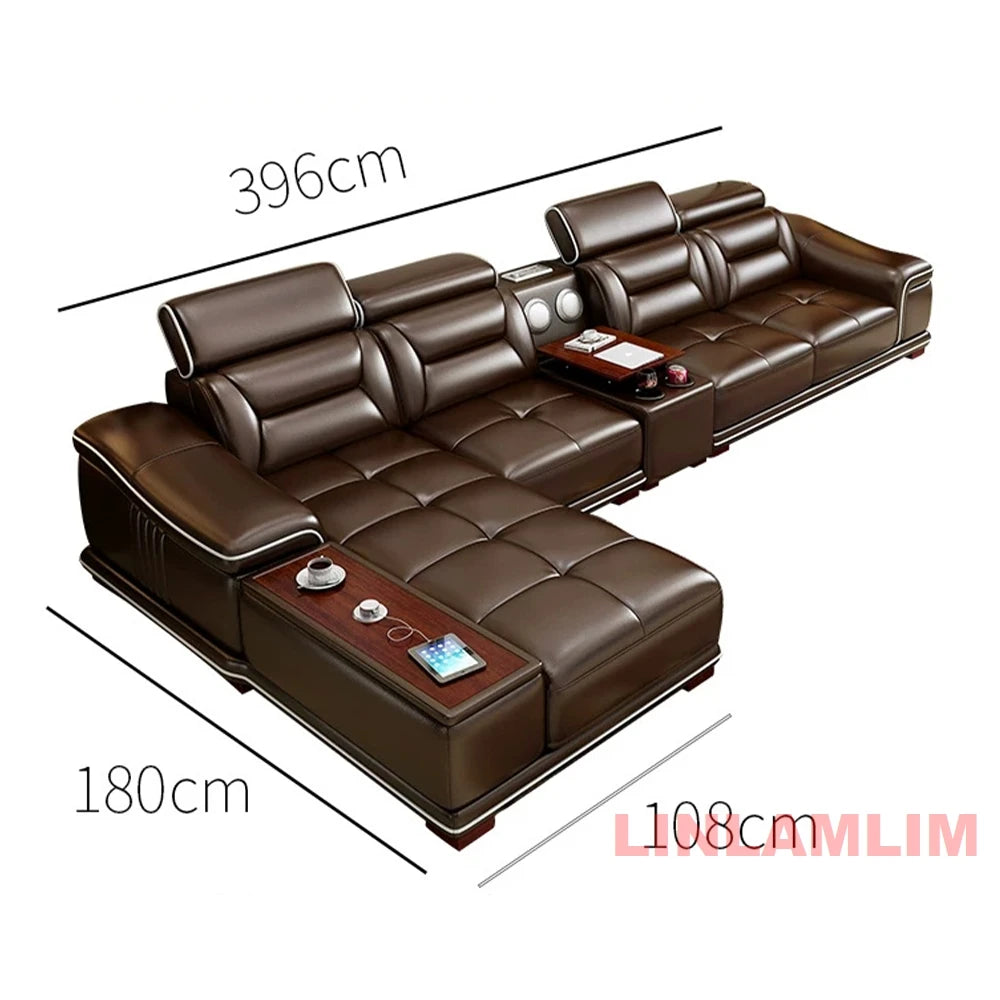 Italinan Genuine Leather L-Shaped Sectional Sofa