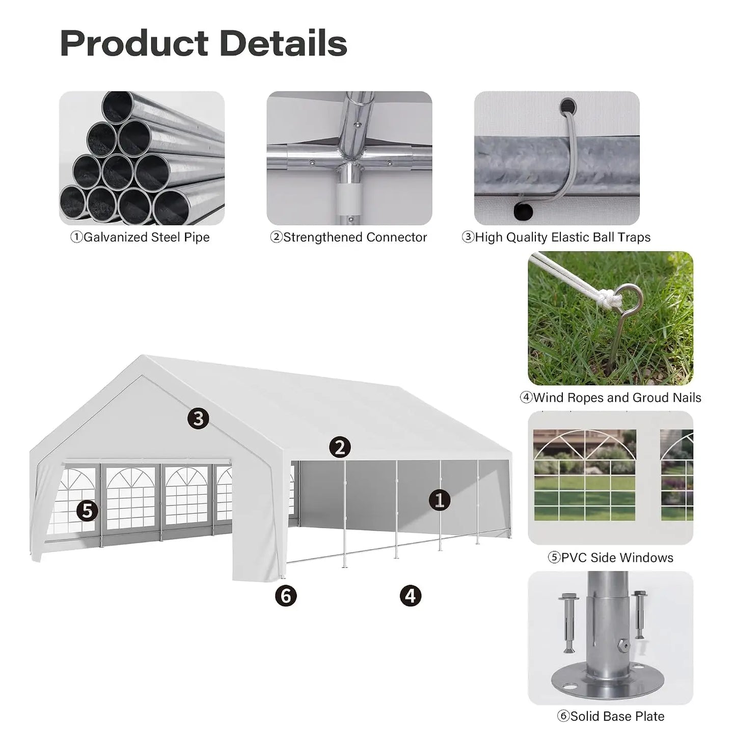 20x30 Party Tent, Heavy Duty Outdoor Canopy