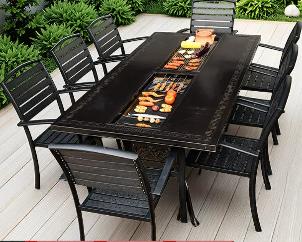 Cast Aluminum Outdoor Dining Set 6-8 Seater Table