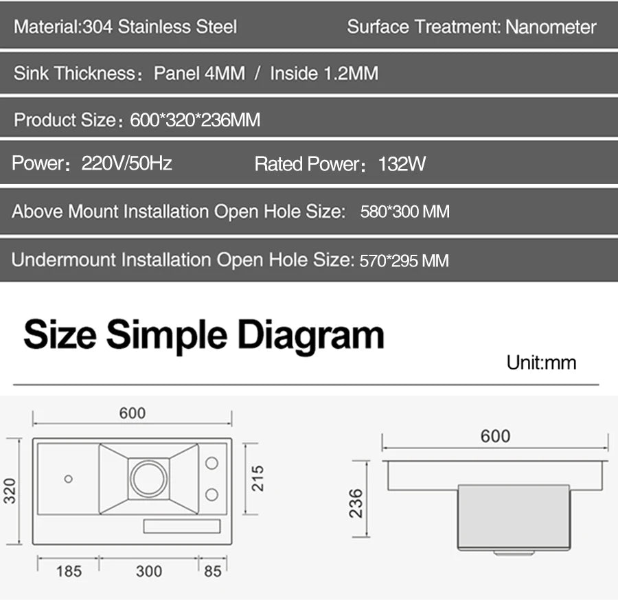 Nanometer Flip Cover Hidden Kitchen Sinks