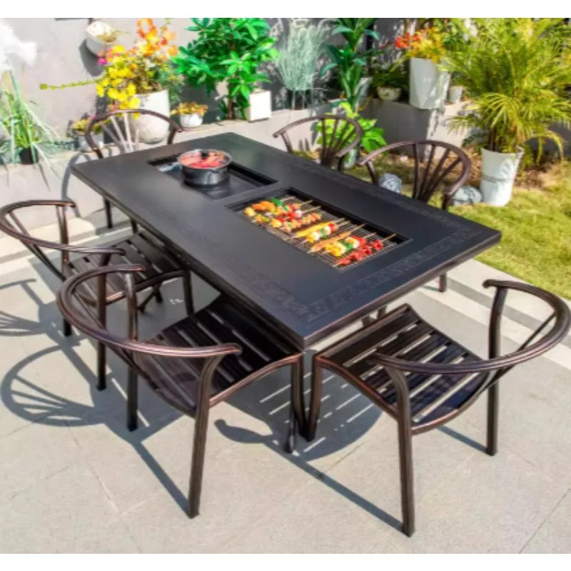 Cast Aluminum Outdoor Dining Set 6-8 Seater Table