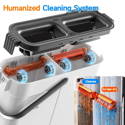 Hand Free Spin Flat Mop 40cm With Scraper
