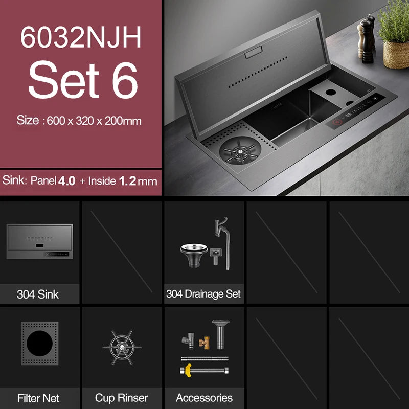 Nanometer Flip Cover Hidden Kitchen Sinks