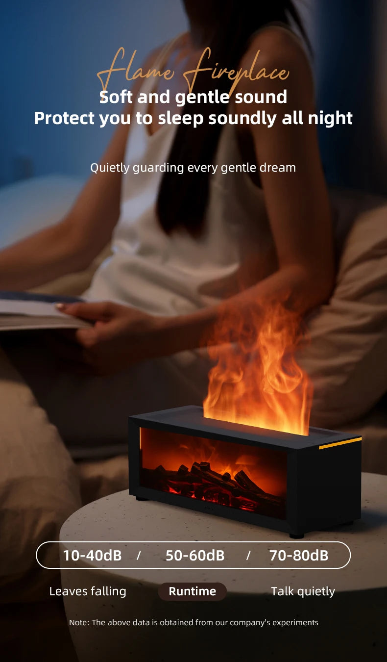 Flame Essential Oil Diffuser, 3D Flame Fireplace