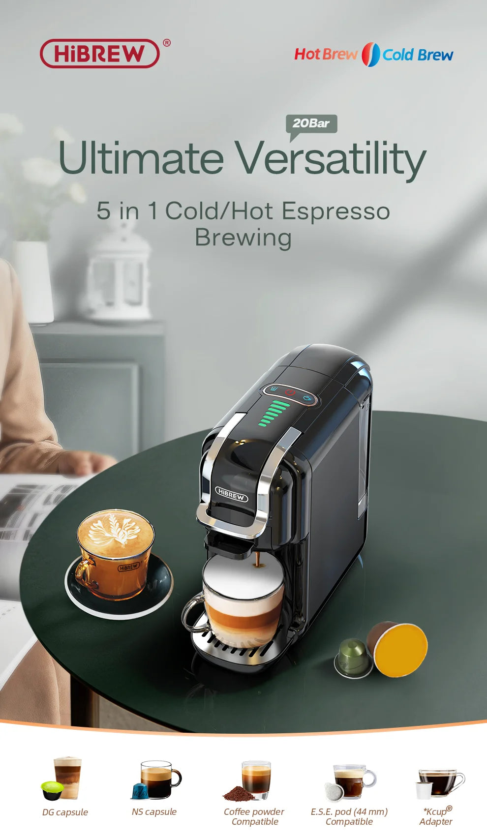 HiBREW Multiple Capsule Coffee Machine, Hot/Cold