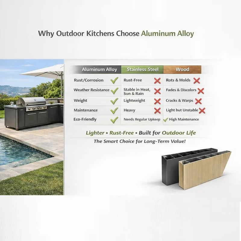 Rustproof Aluminum Modular Outdoor BBQ Kitchen