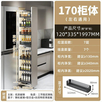 High cabinet pull basket extremely narrow kitchen