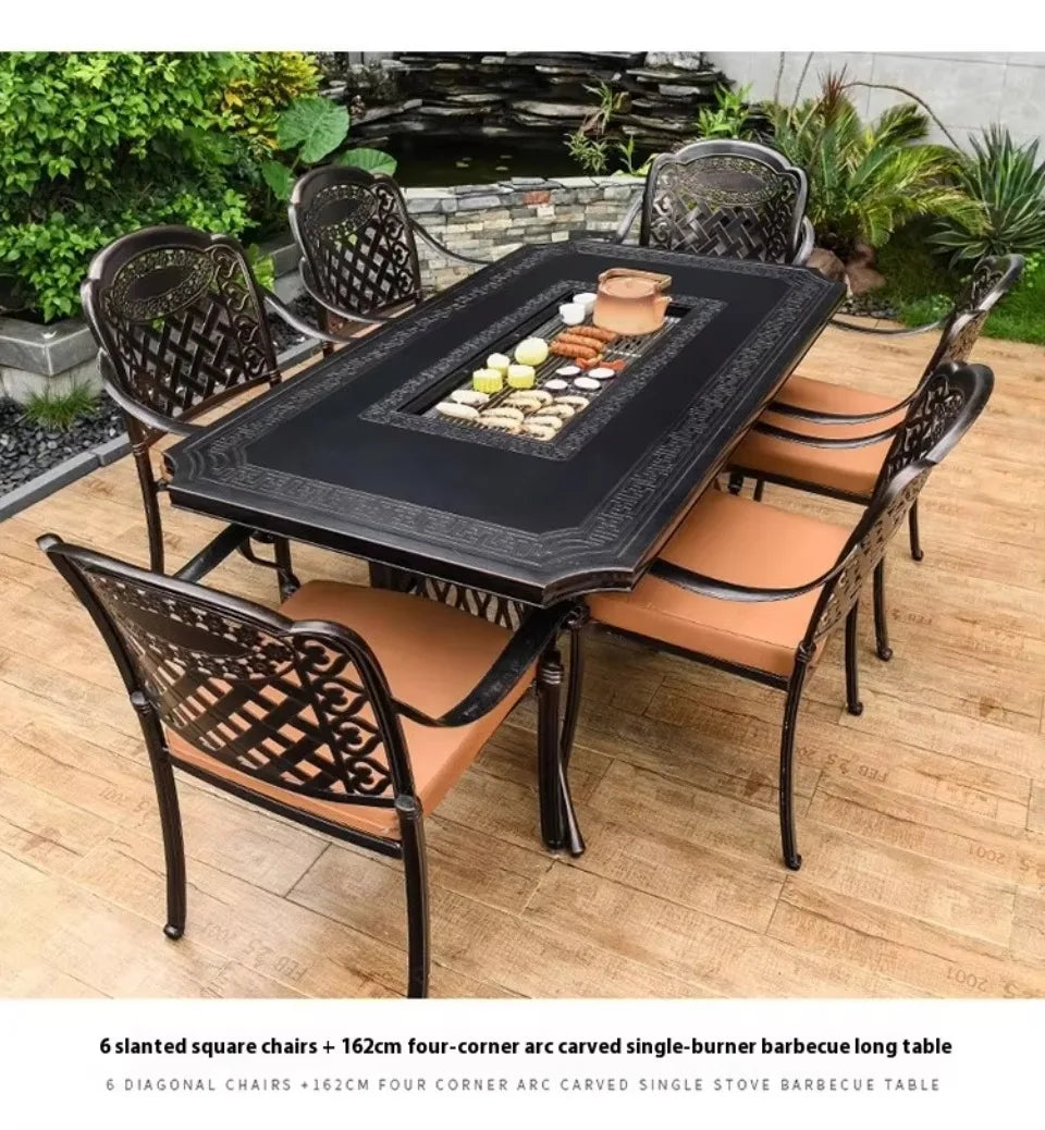 Cast Aluminum Outdoor Dining Set 6-8 Seater Table