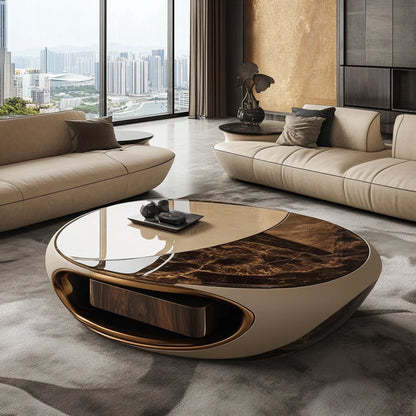 Oval Classic Living Room Coffee Tables Brown