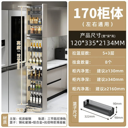 High cabinet pull basket extremely narrow kitchen