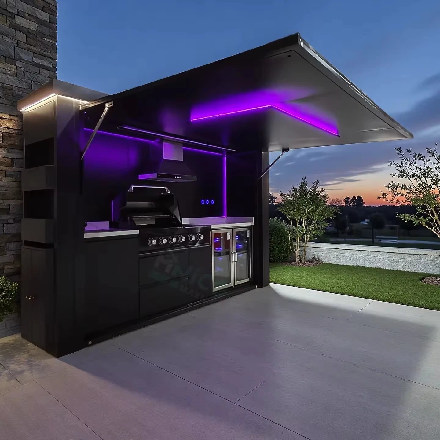 Garden Kitchen with Modular Cabinets and Grill