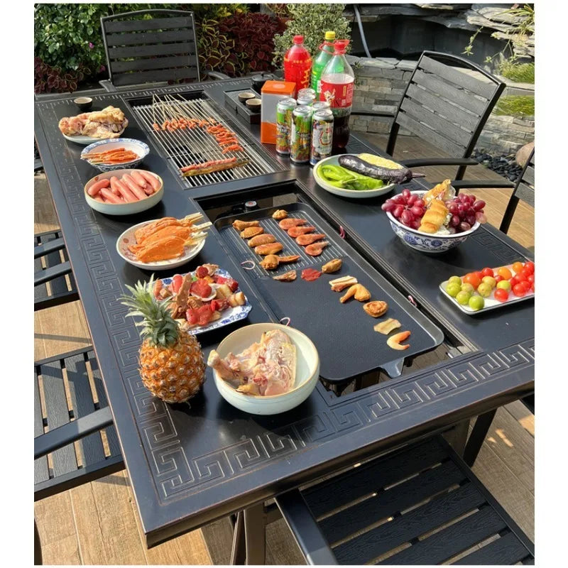 Cast Aluminum Outdoor Dining Set 6-8 Seater Table