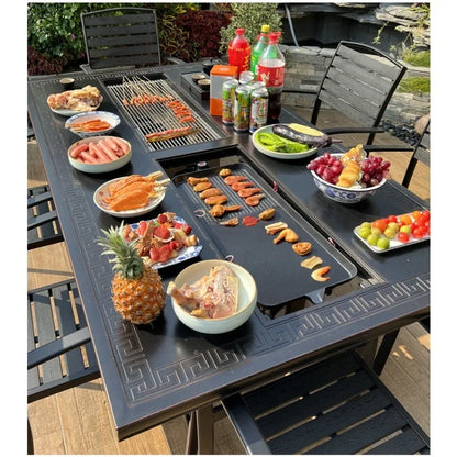 Cast Aluminum Outdoor Dining Set 6-8 Seater Table