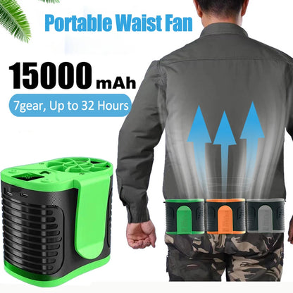 Rechargeable Waist Clip Fan 30000mAh 7 Speed
