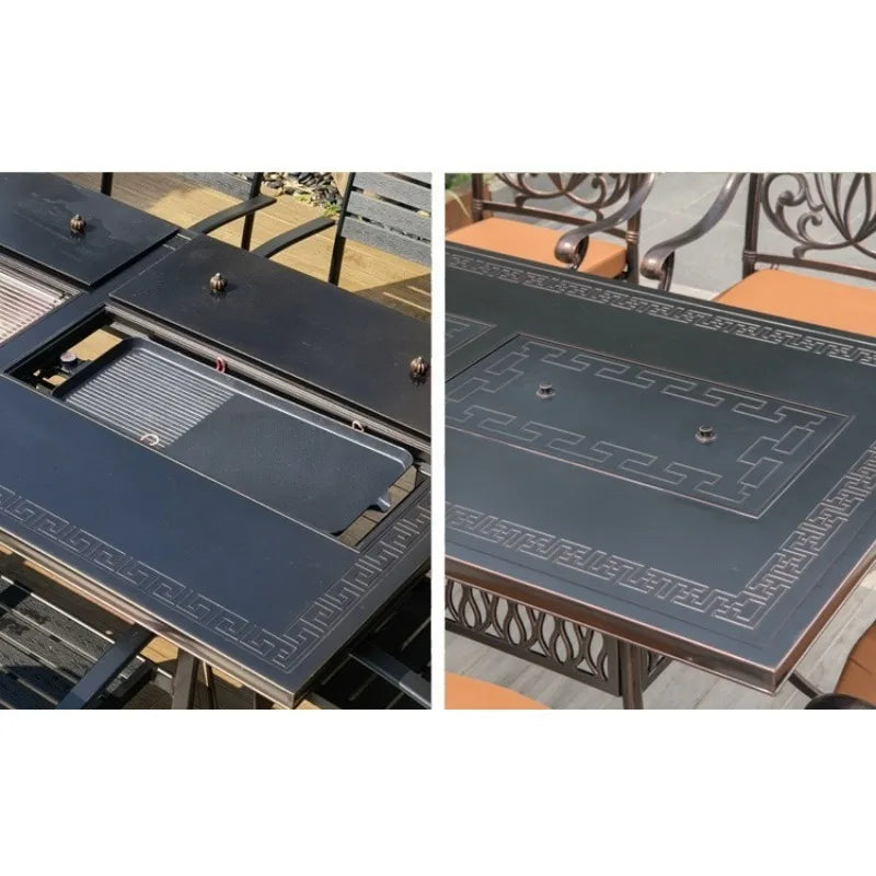 Cast Aluminum Outdoor Dining Set 6-8 Seater Table