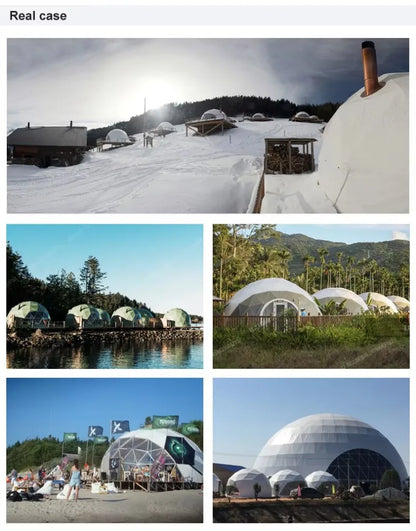 Flame retardant geodesic dome tent, aluminum foil