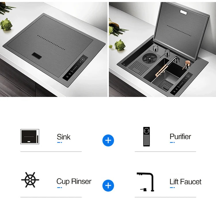 Rinser Bar Counter Island Hidden Kitchen Sinks