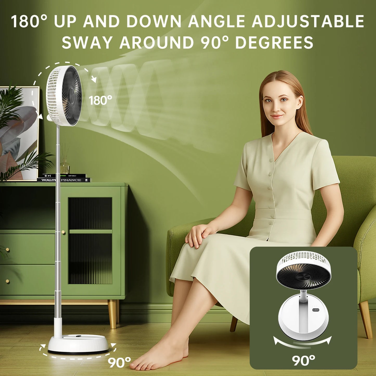 Portable Oscillating Standing Fan with Remote