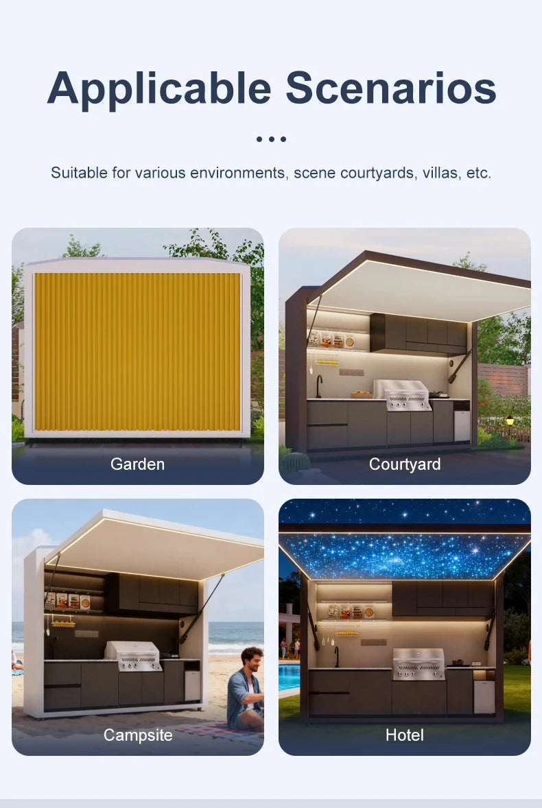 Garden Kitchen with Modular Cabinets and Grill