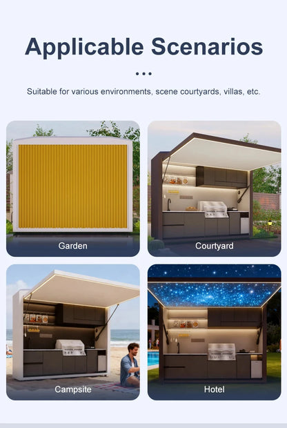 Garden Kitchen with Modular Cabinets and Grill