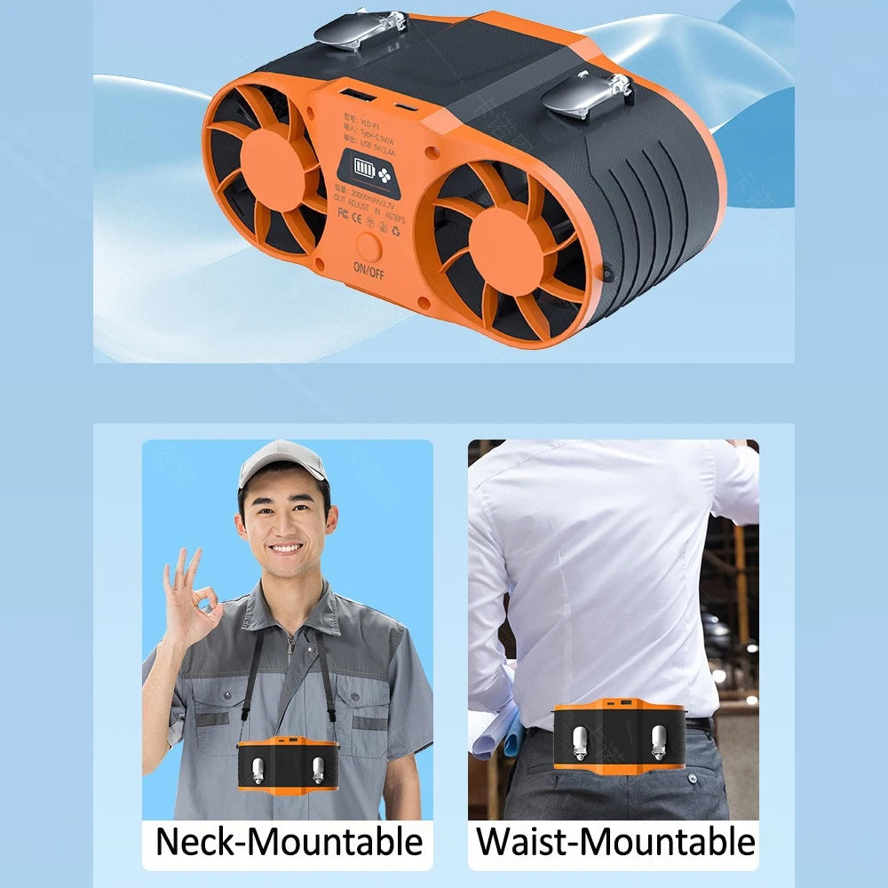 Rechargeable Waist Clip Fan 30000mAh 7 Speed
