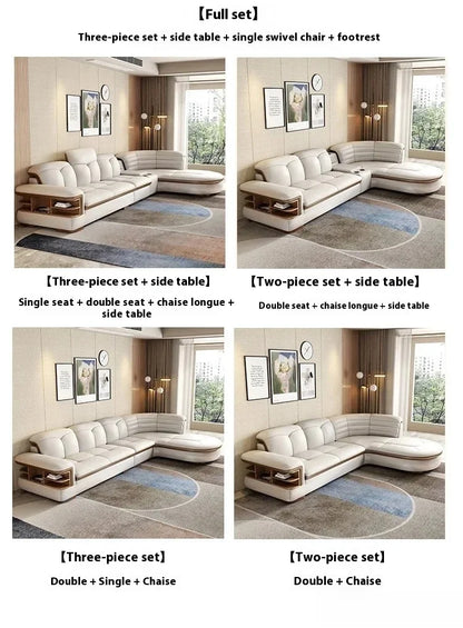 Luxury L-Shaped Genuine Leather Sectional Sofa