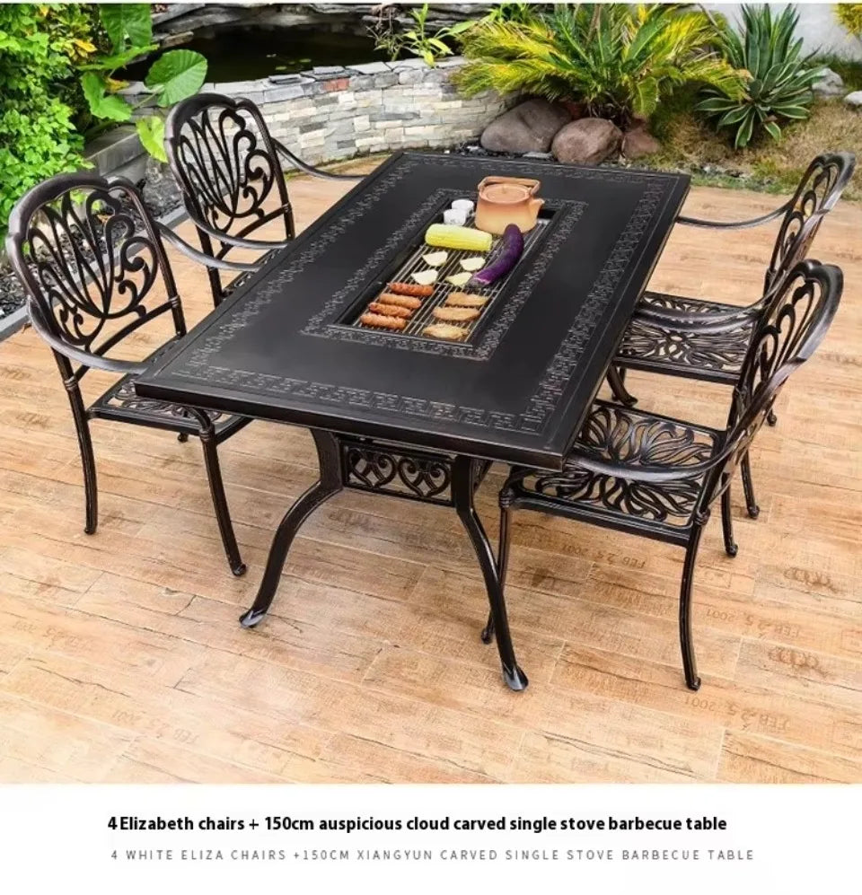 Cast Aluminum Outdoor Dining Set 6-8 Seater Table