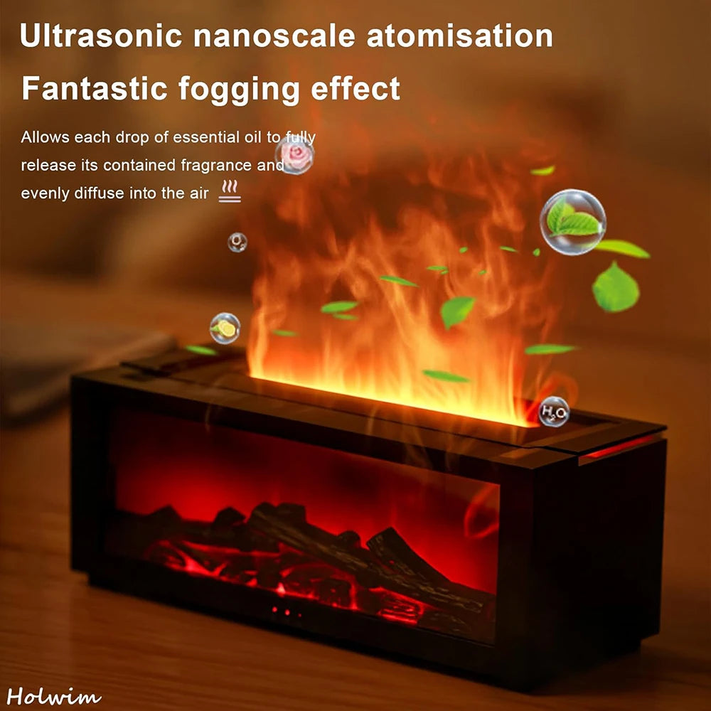 Flame Essential Oil Diffuser, 3D Flame Fireplace