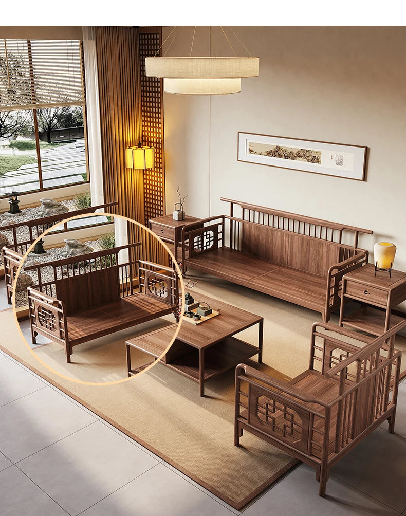 New Chinese Style Black Walnut Official Hat Sofa