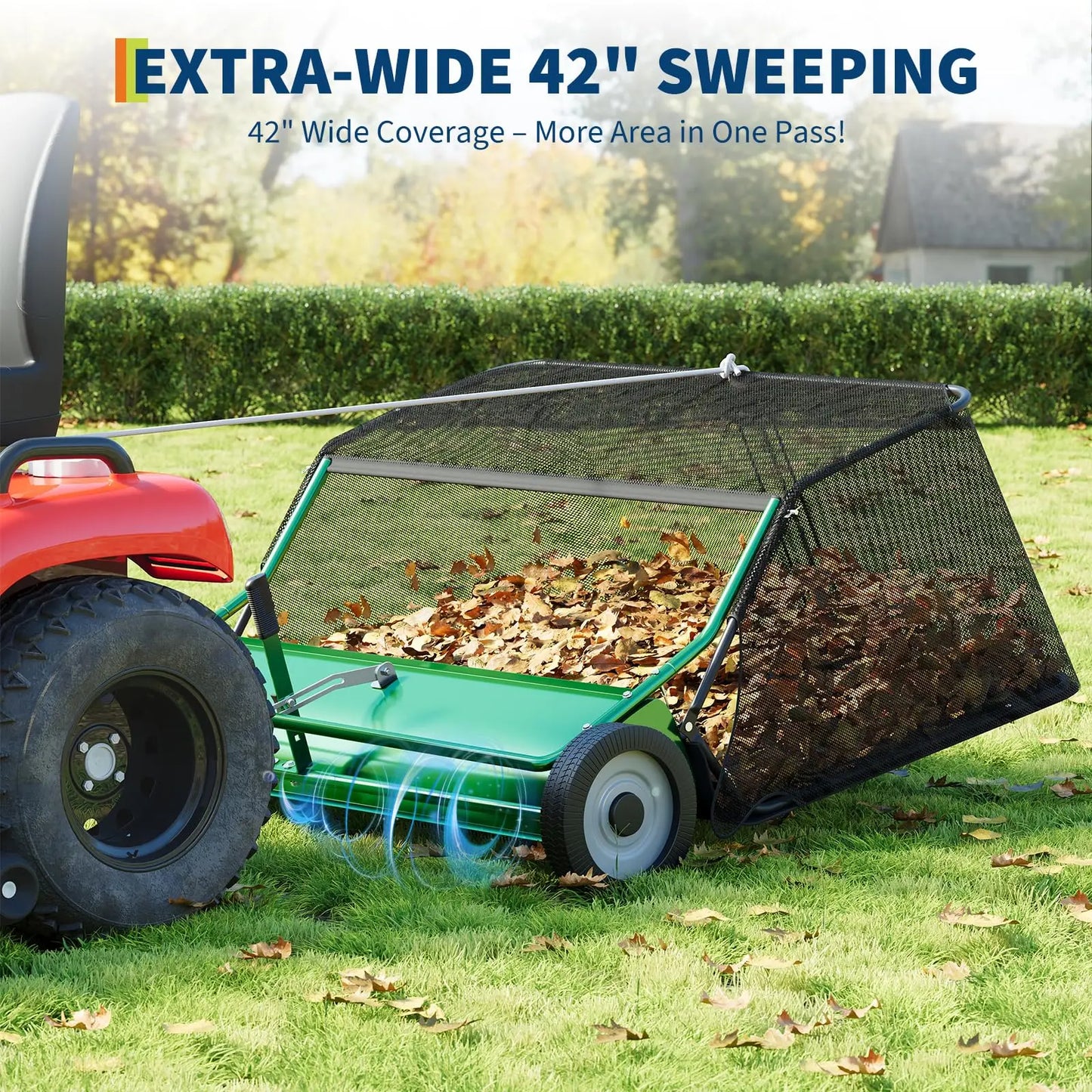 Large-Path Tow-Behind Lawn Sweeper – 42-52 Inch