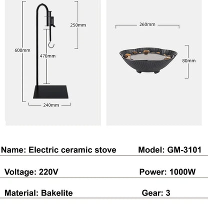 1000W Electric Ceramic Stove Office Smart Tea Stove