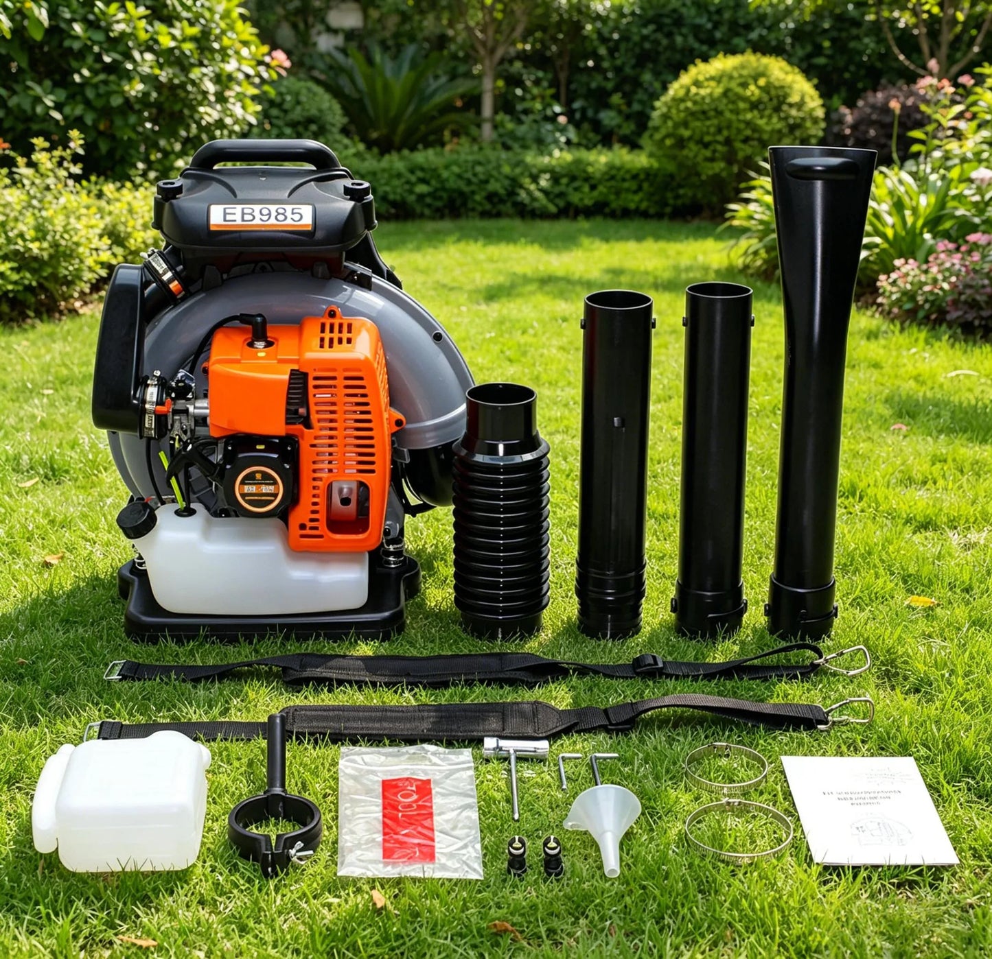63cc 2-Stroke Backpack Leaf Blower, 2.7kW High Power