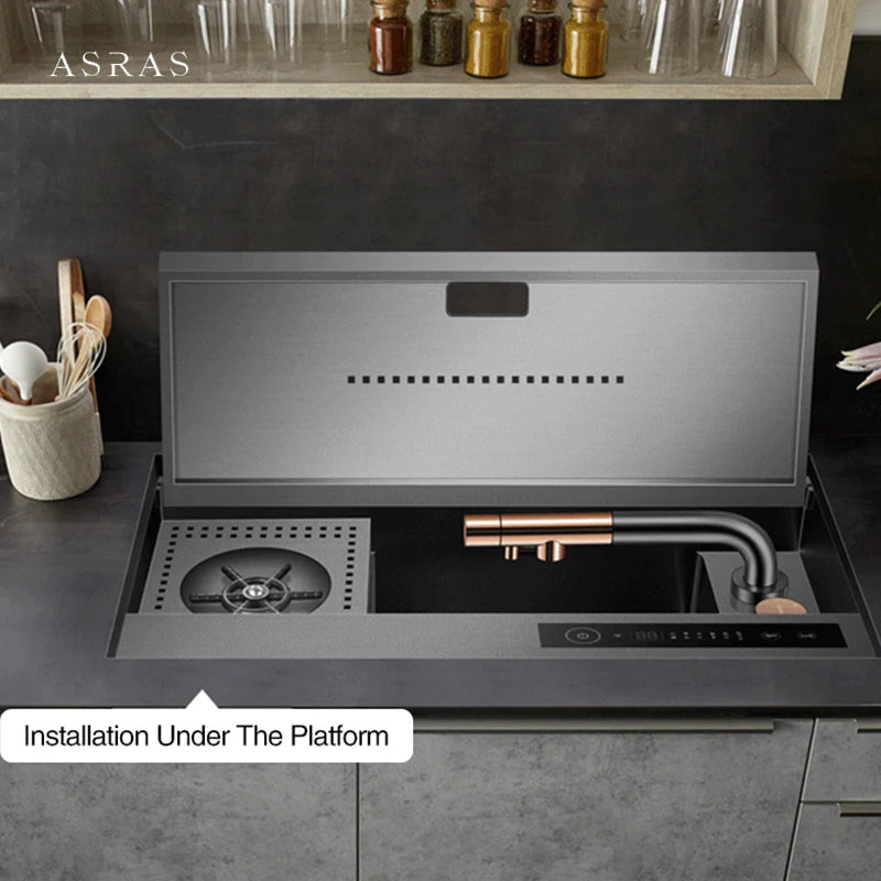 Nanometer Flip Cover Hidden Kitchen Sinks