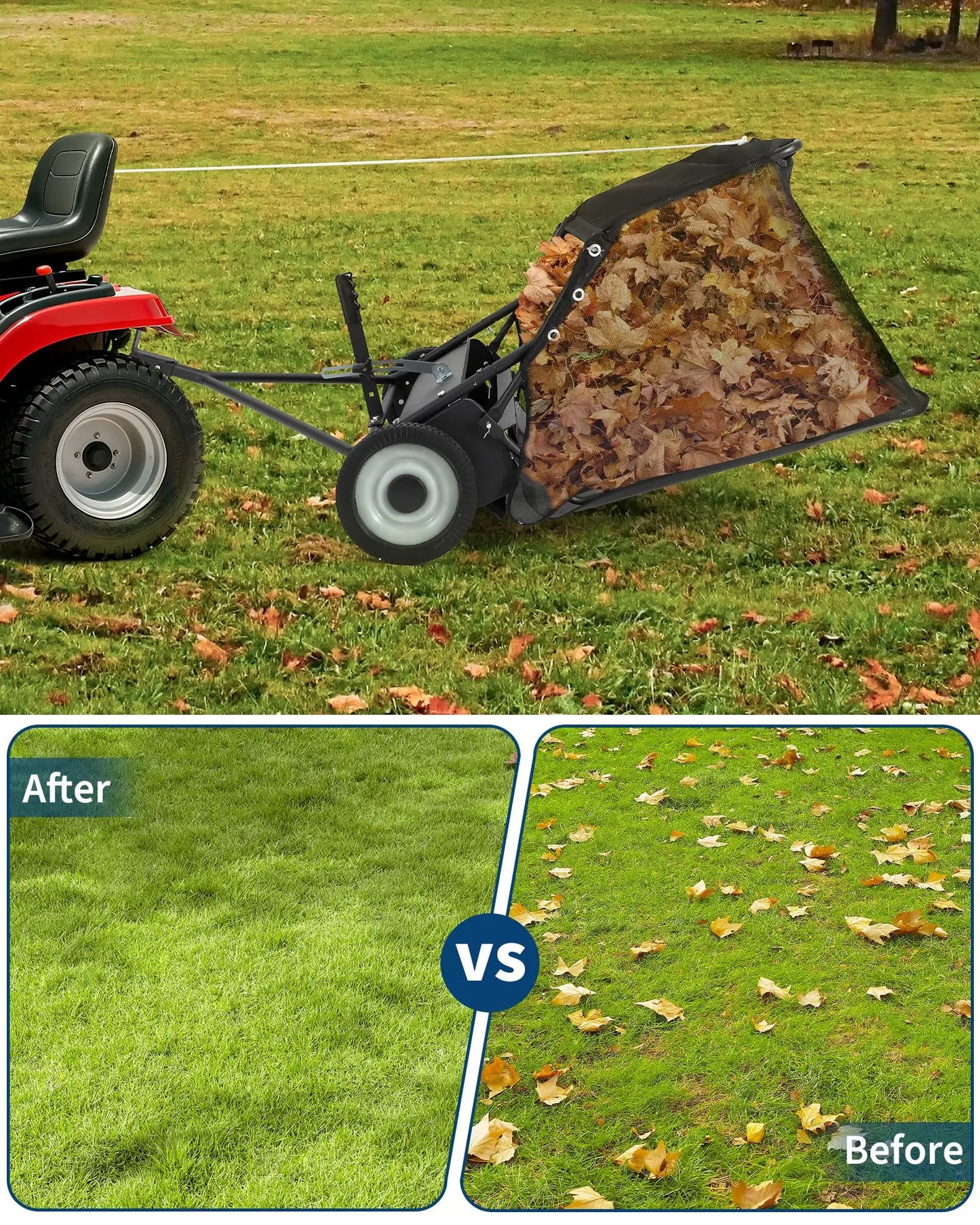 Large-Path Tow-Behind Lawn Sweeper – 42-52 Inch
