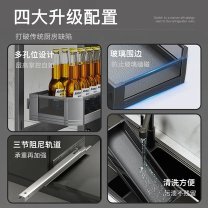 High cabinet pull basket extremely narrow kitchen