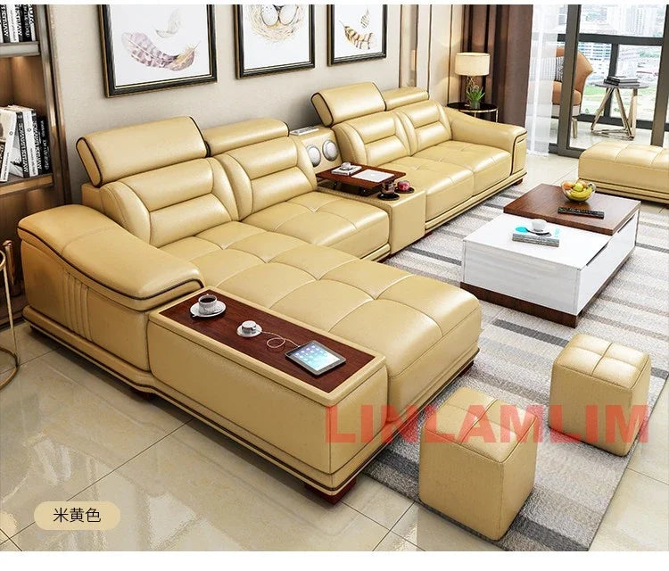 Italinan Genuine Leather L-Shaped Sectional Sofa