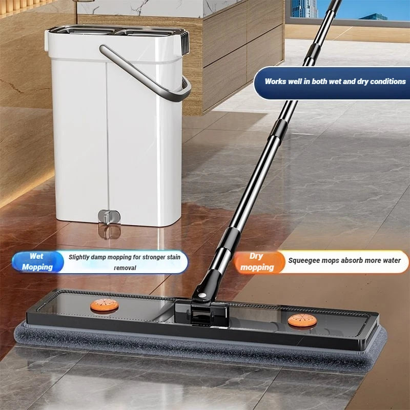 Hand Free Spin Flat Mop 40cm With Scraper