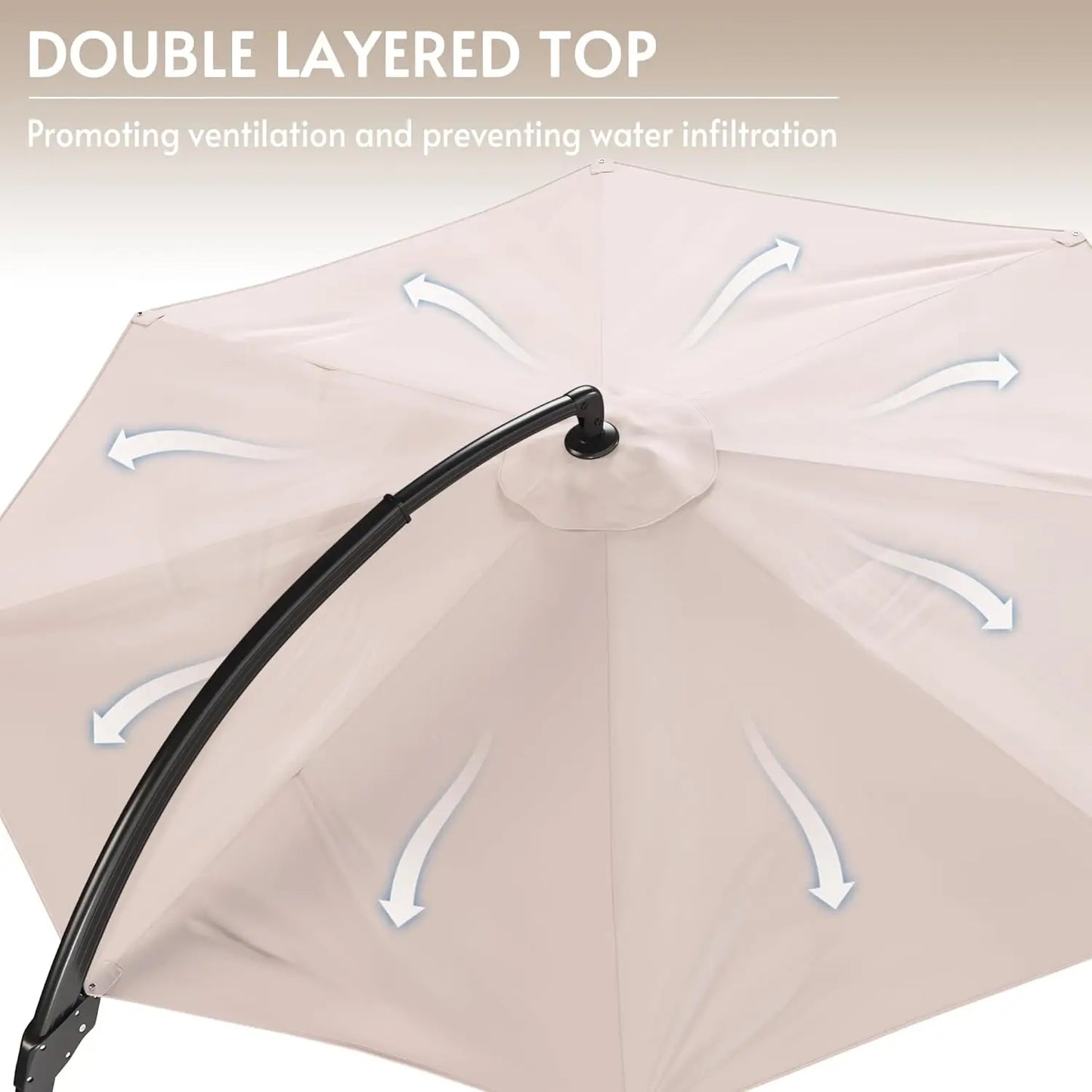 11FT Solar Powered LED Light Cantilever Patio Umbrella