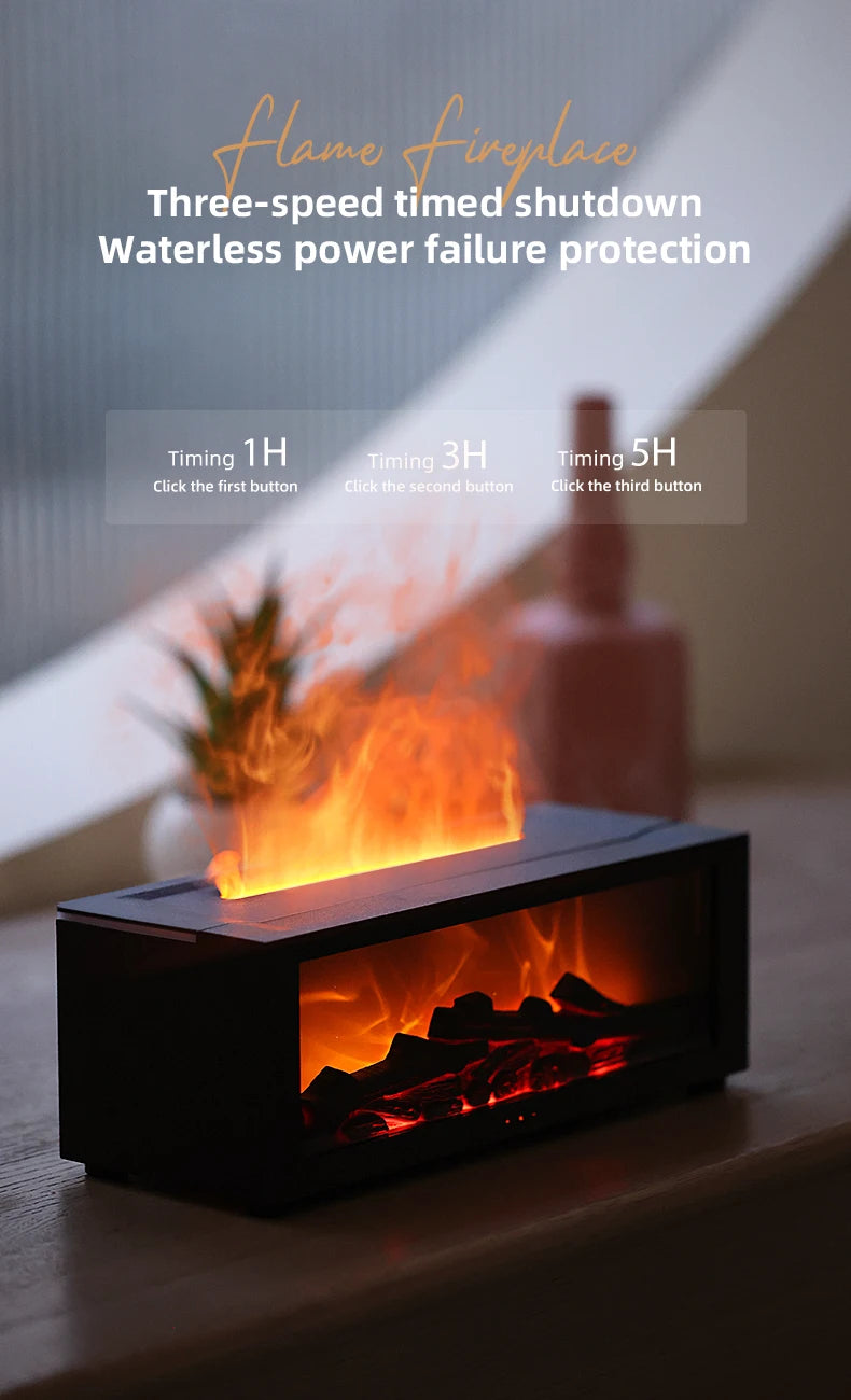 Flame Essential Oil Diffuser, 3D Flame Fireplace