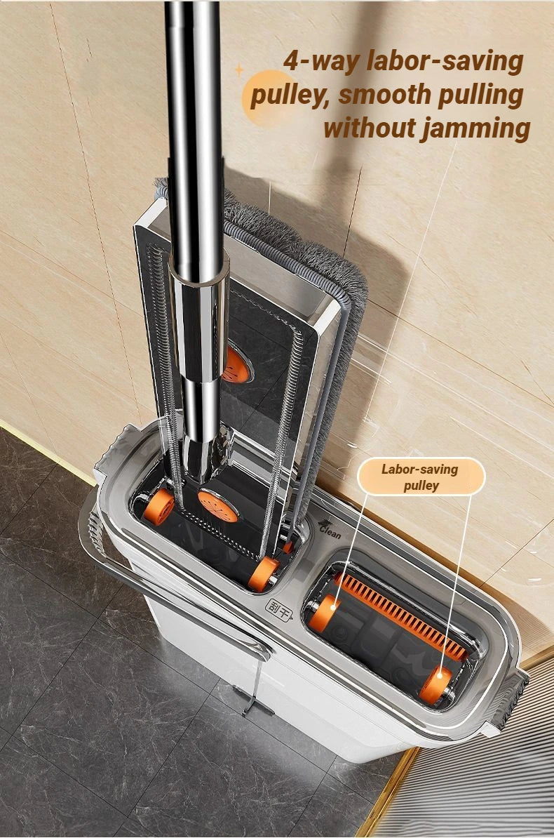 Hand Free Spin Flat Mop 40cm With Scraper