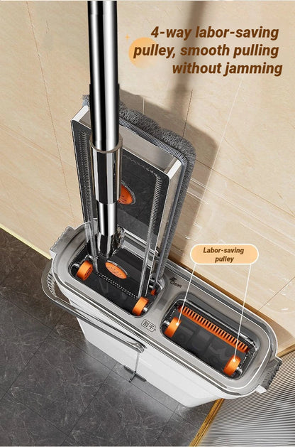 Hand Free Spin Flat Mop 40cm With Scraper
