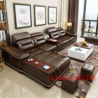 Italinan Genuine Leather L-Shaped Sectional Sofa