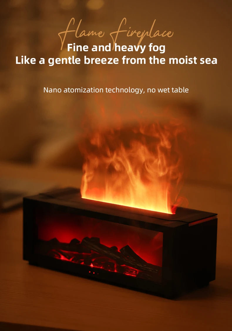 Flame Essential Oil Diffuser, 3D Flame Fireplace