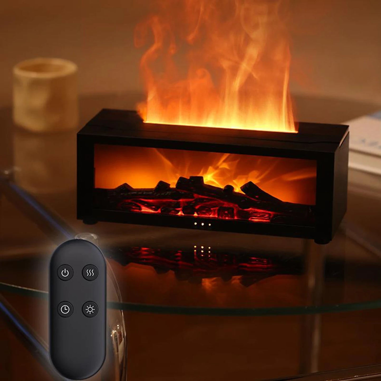 Flame Essential Oil Diffuser, 3D Flame Fireplace