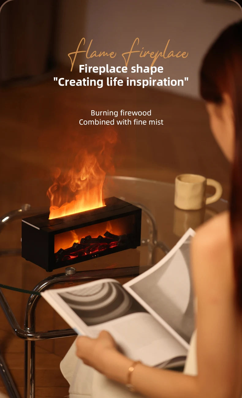 Flame Essential Oil Diffuser, 3D Flame Fireplace