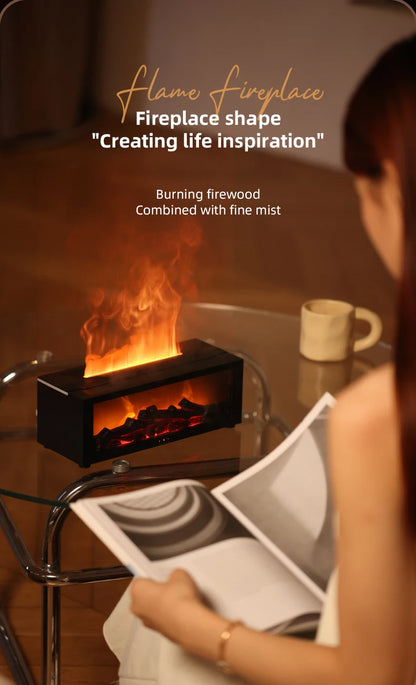 Flame Essential Oil Diffuser, 3D Flame Fireplace