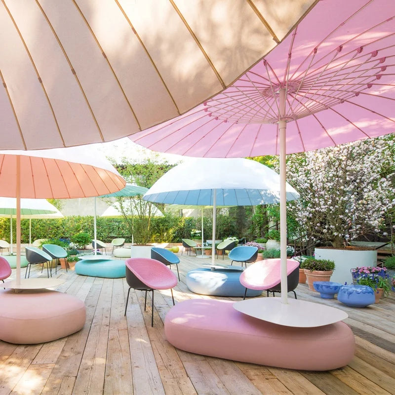 Customized White Garden Patio Outdoor Umbrella Parasol